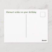 美しいピンクグリーン花柄の誕生日ポストカード ポストカード (裏面)