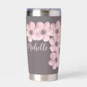 美しいピンクグレーケシのフローラ 保温保冷タンブラー (正面)
