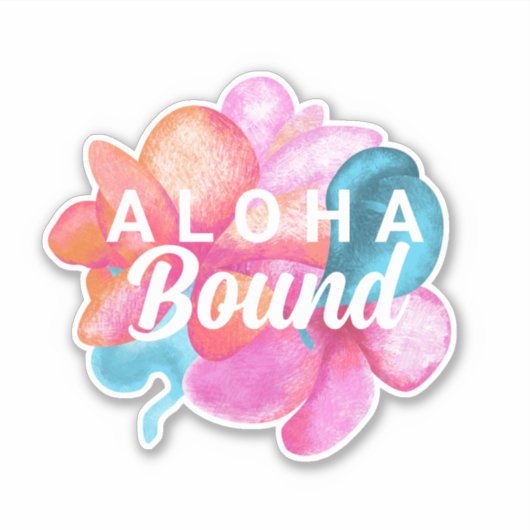 美しいピンクコーラルアロハフラワーズシカスタムステッカー シール (正面)