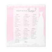 美しいピンクサテン宗教ブライダルシャワーゲーム ノートパッド (正面)