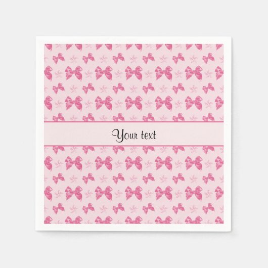 美しいピンクサテン弓 スタンダードカクテルナプキン (正面)