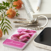 美しいピンクチューリップパーソナライズされたキーチェーン キーホルダー (正面右)