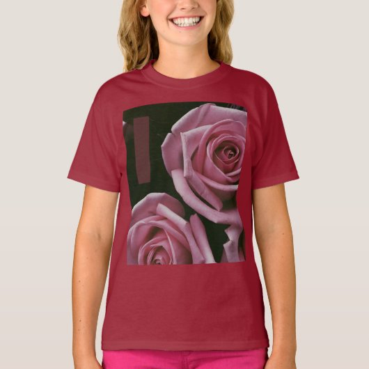 美しいピンクバラガールズTシャツ Tシャツ (正面)