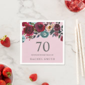 美しいピンクバーガンディフローラ70th誕生日パーティー スタンダードカクテルナプキン (インサイチュ)