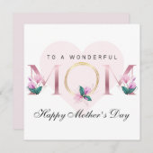 美しいピンクパーソナライズされたのフローラ母の日 招待状 (正面/裏面)