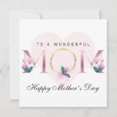 美しいピンクパーソナライズされたのフローラ母の日 招待状 (正面)