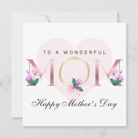 美しいピンクパーソナライズされたのフローラ母の日 招待状 (正面)