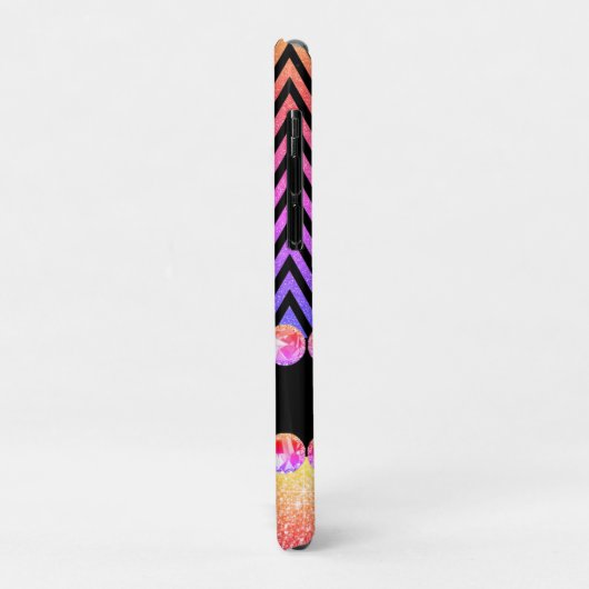 美しいピンクパープルグラムきらきら光るシボロンモノグラム Case-Mate iPhoneケース (裏面/左)