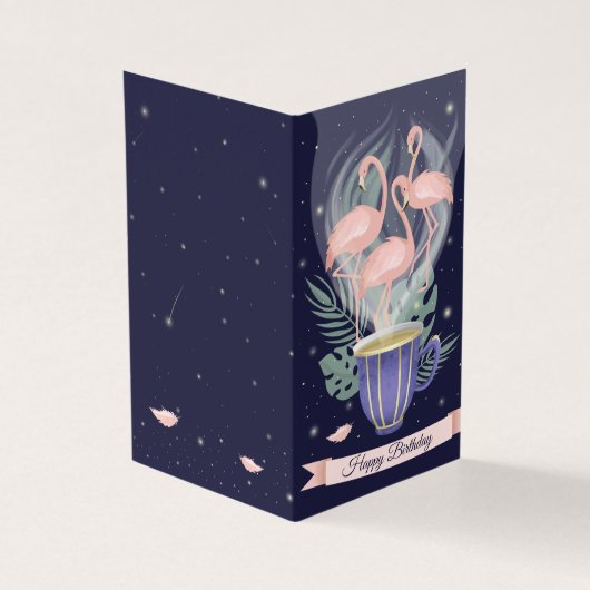 美しいピンクフラミンゴエキゾチックなティータイム (外部)