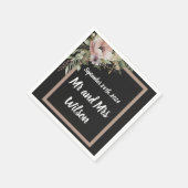 美しいピンクフラワーオンバラ金ゴールドカクテルナプキン スタンダードカクテルナプキン (角)