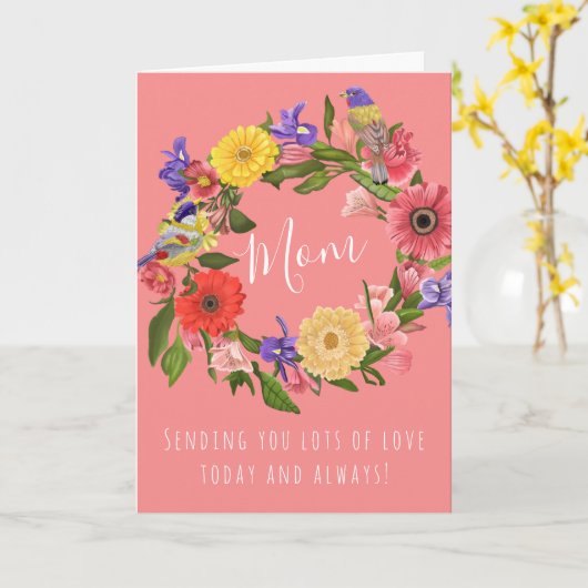 美しいピンクブライトフローラハッピーマザーズデイCa カード (黄色い花)