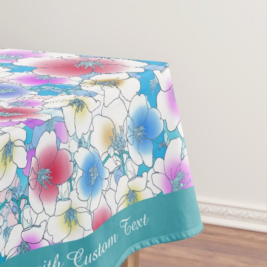 美しいピンクブルーフローラアートワークパーソナライズされた テーブルクロス (インサイチュ)