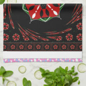 美しいピンクブルーホワイトハートズオブラブデザイン キッチンタオル (折り畳み)