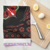 美しいピンクブルーホワイトハートズオブラブデザイン キッチンタオル (四つ折り)