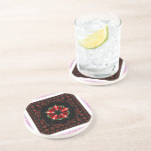 美しいピンクブルーホワイトハートズオブラブデザイン コースター (側面)