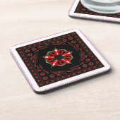 美しいピンクブルーホワイトハートズオブラブデザイン コースター (左側)