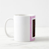 美しいピンクブルーホワイトハートズオブラブデザイン コーヒーマグカップ (左)