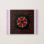 美しいピンクブルーホワイトハートズオブラブデザイン ジグソーパズル (横)