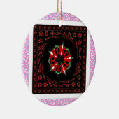 美しいピンクブルーホワイトハートズオブラブデザイン セラミックオーナメント (右)