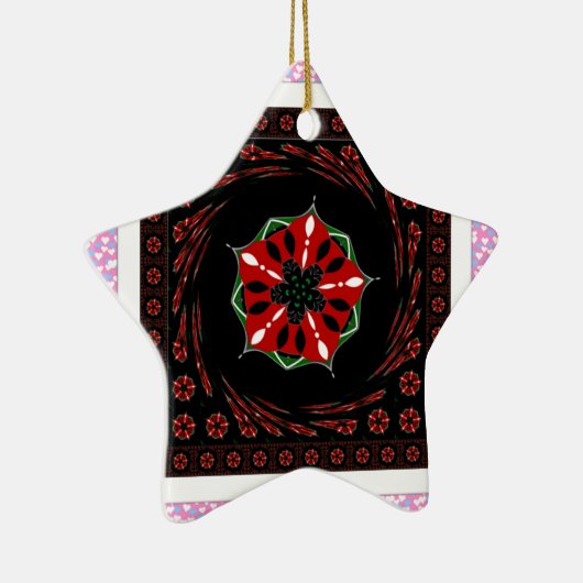 美しいピンクブルーホワイトハートズオブラブデザイン セラミックオーナメント (右)