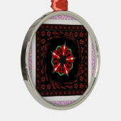 美しいピンクブルーホワイトハートズオブラブデザイン メタルオーナメント (右)