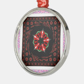 美しいピンクブルーホワイトハートズオブラブデザイン メタルオーナメント (左)