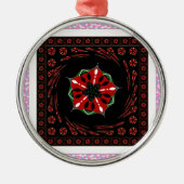 美しいピンクブルーホワイトハートズオブラブデザイン メタルオーナメント (正面)