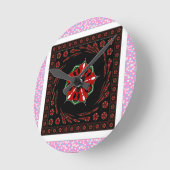 美しいピンクブルーホワイトハートズオブラブデザイン ラウンド壁時計 (傾斜)