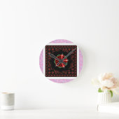 美しいピンクブルーホワイトハートズオブラブデザイン ラウンド壁時計 (ホーム)