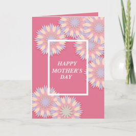 美しいピンクブルーホワイトフローラ母の日 カード