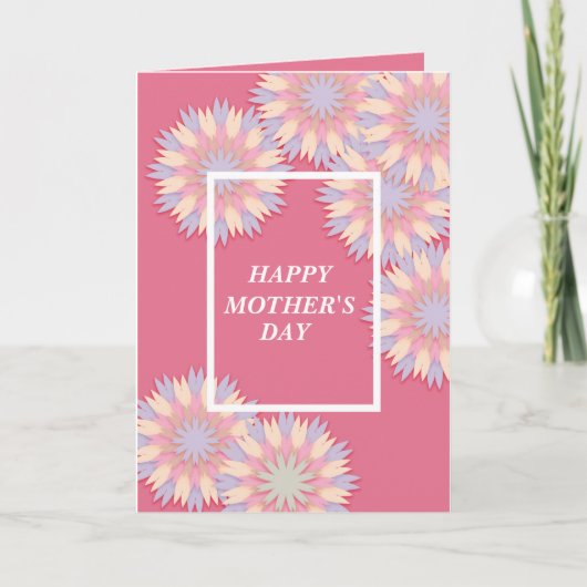 美しいピンクブルーホワイトフローラ母の日 カード (正面)