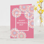 美しいピンクブルーホワイトフローラ母の日 カード (黄色い花)
