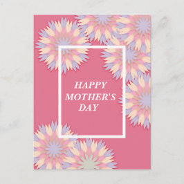 美しいピンクブルーホワイトフローラ母の日 シーズンポストカード