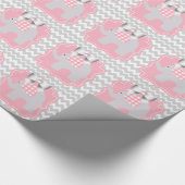 美しいピンクベビーシャワーカスタムパーティー象 ラッピングペーパー (角)