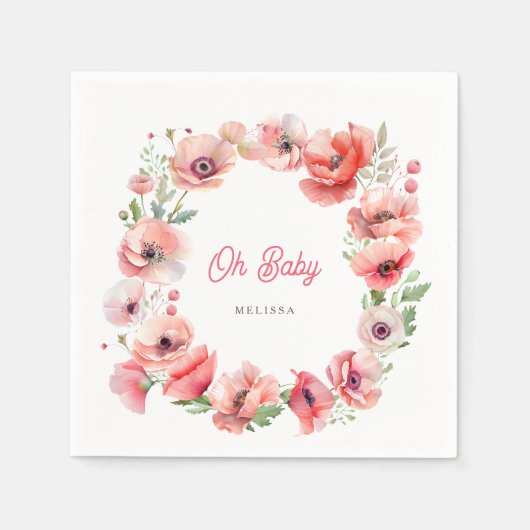 美しいピンクポピーOhベビー スタンダードカクテルナプキン (正面)