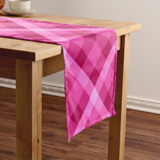 美しいピンクマゼンタプレイドスモールテーブルランナー ショートテーブルランナー (インサイチュ)