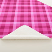 美しいピンクマゼンタ格子柄の大型シェルパブランケット シェルパブランケット (3/4)