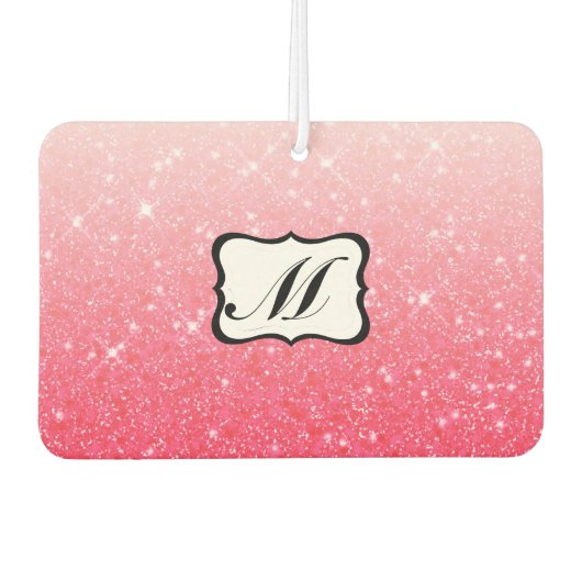 美しいピンクモノグラムの カーエアーフレッシュナー (正面)