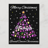 美しいピンクリボンクリスマスツリー ポストカード (正面)