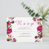美しいピンクローズウェディングRSVP招待状 出欠カード (スタンド正面)