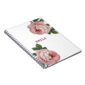 美しいピンクローズホワイト ノートブック (右側)