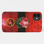 美しいピンクローズレッドブラックダマスクルビーモノグラム Case-Mate iPhoneケース (裏面(横))