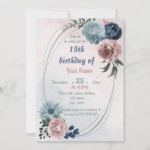 美しいピンク色のフローラ幾何学誕生日 招待状 (正面)
