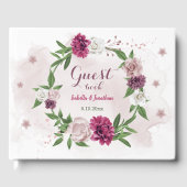 美しいピンク色のメイブバーガンディの花々緑 ゲストブック (正面)