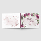 美しいピンク色のメイブバーガンディの花々緑 ゲストブック (全面)