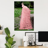 美しいピンク色の羽孔雀 ポスター (ホームオフィス)