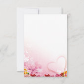 美しいピンク色の背景に金ゴールドフローラ 招待状 (裏面)