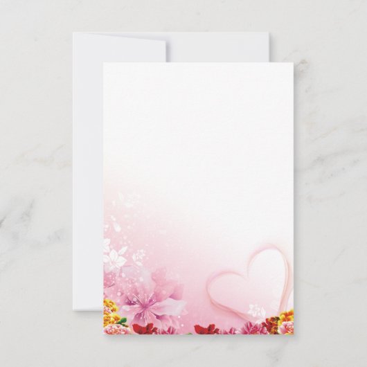 美しいピンク色の背景に金ゴールドフローラ  招待状 (裏面)