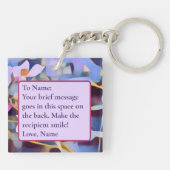 美しいピンク色の花をカスタマイズ キーホルダー (裏面)