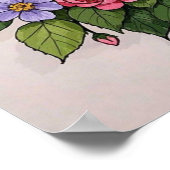 美しいピンク色の花最高の母さん ポスター (角)